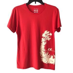 Rhetoric Red Nature Children Playing Crew Neck Short Sleeve Graphic T Shirt Top